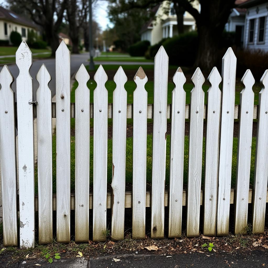 Picket fence & gate repaint — before