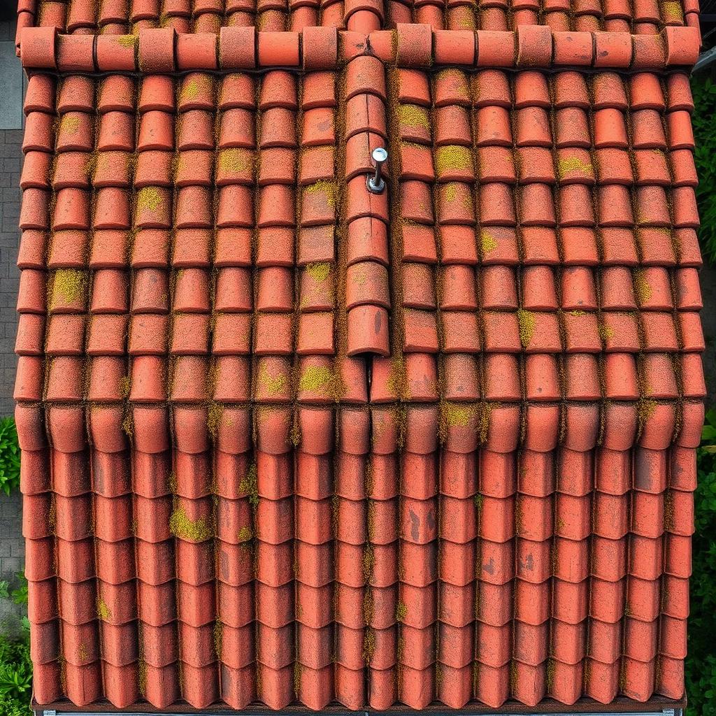 Tile roof restoration & repaint — before